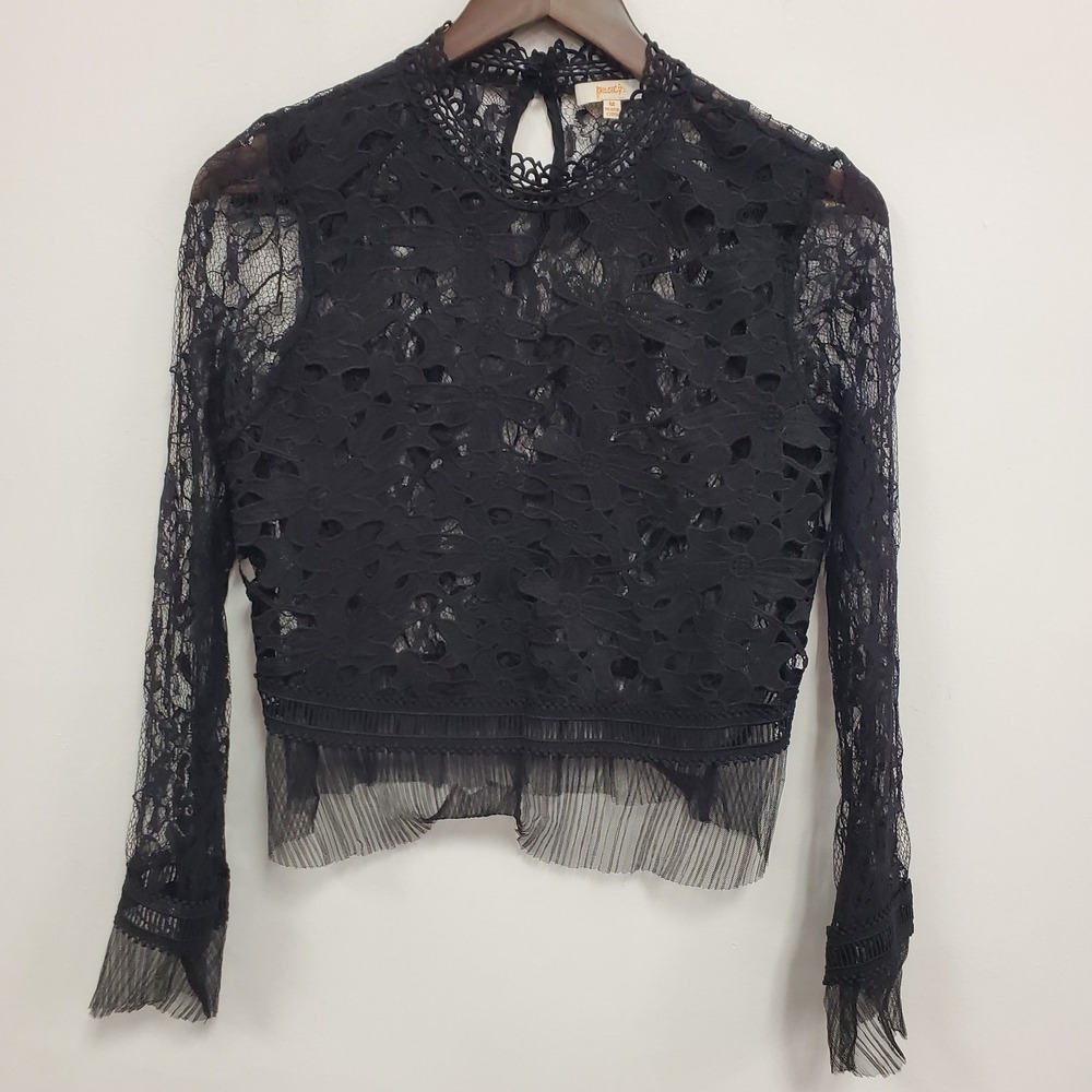 Peach Womens Y2K Fairy Grunge Whimsigoth Lace Top Size M Witchy Gothic Romantic